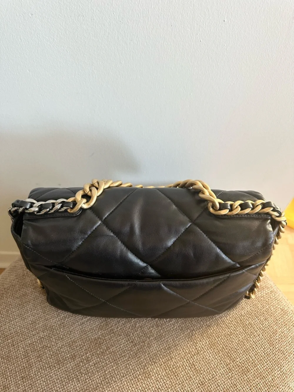 CHANEL Quilted Lambskin Black Leather 19 Bag